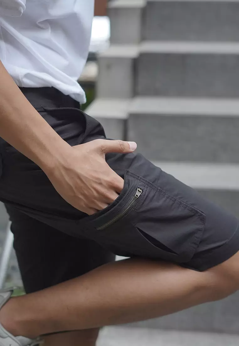 Celana Pendek Cargo Combat Cotton Stretch OXCON Short Pants Raven Black