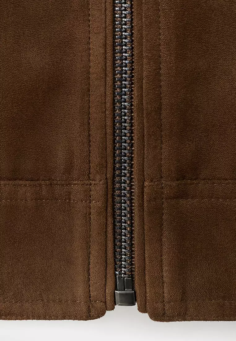Suede-Effect Jacket with Pockets