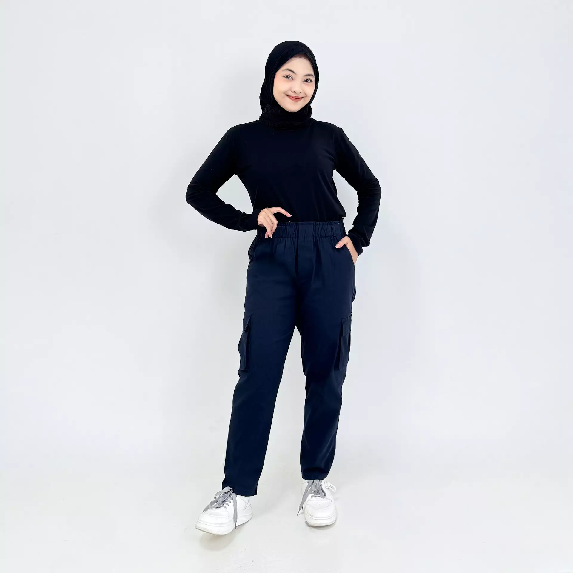 Cargo Luna Pants [NAVY] Celana Panjang Katun Kargo Fit bb 43-87 Kg