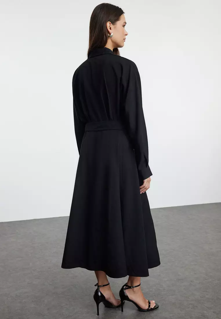 Wrap Midi Shirt Dress