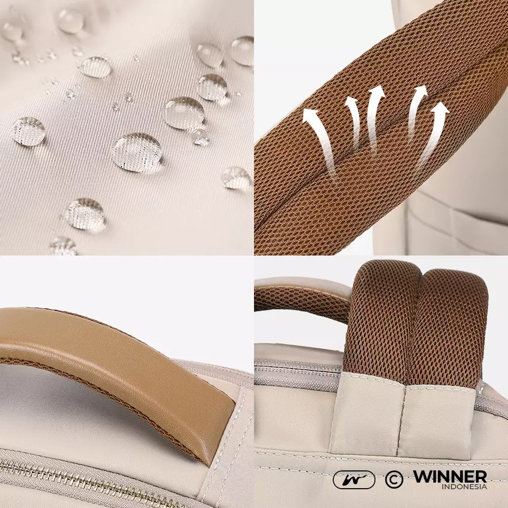 WINNER Tas Ransel Laptop 15,6 inch Oxford Anti-Air Backpack Korean Style (T14-004) Warna Khaki-15-inch