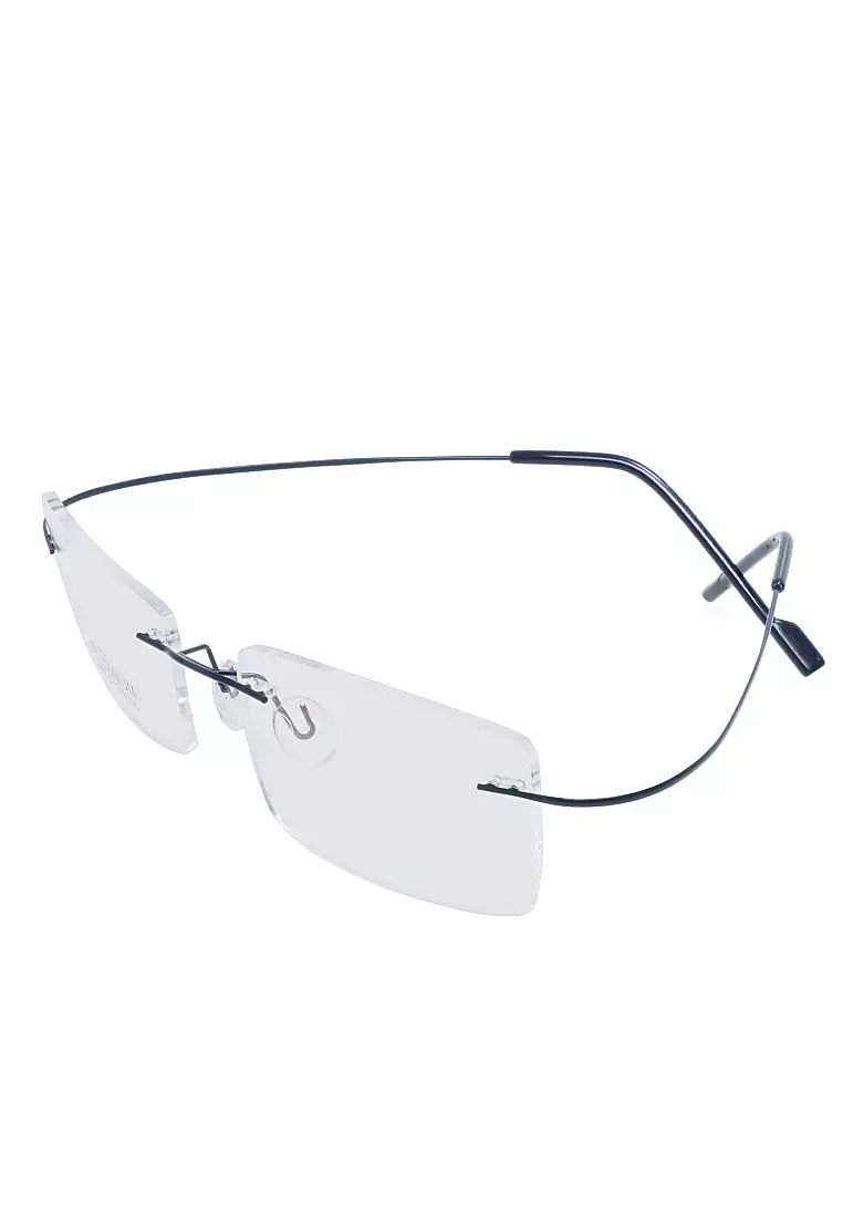 Mackenzie Frame Kacamata Pria Wanita Frameless Titanium Ultra Light ORIGINAL - Black