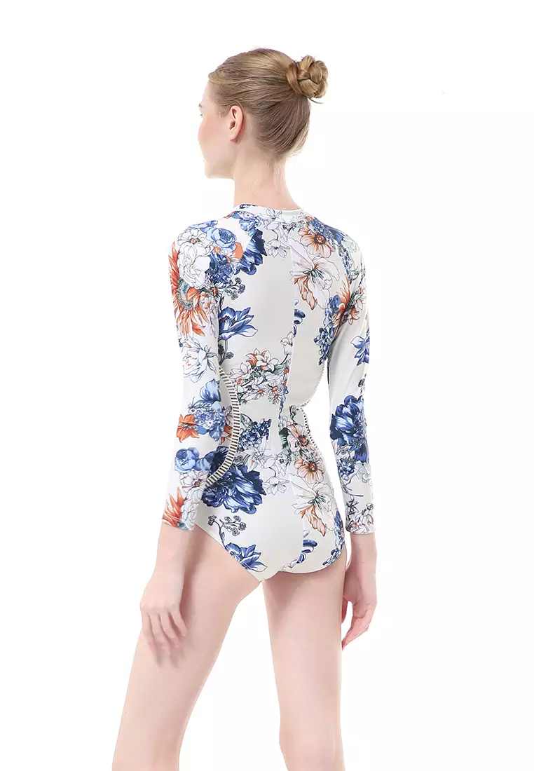 Feruza Baju Renang Wanita Rashguard Long Sleeve Desain Stylish - White