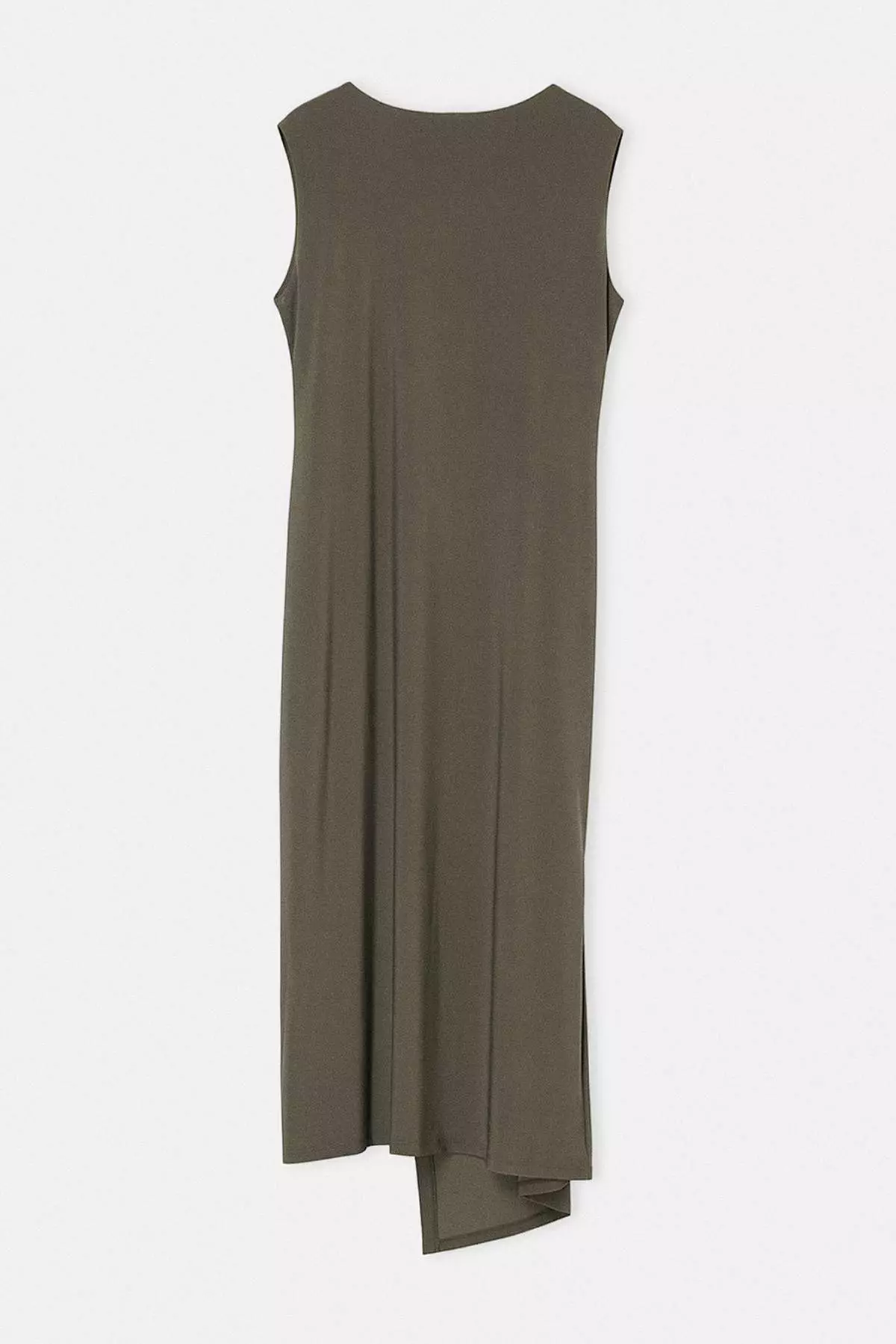 Khaki A-Line/A Bell Form Sleeveless Midi Stretchy Knitted Plus Size Dress Tbbss26Ah00207