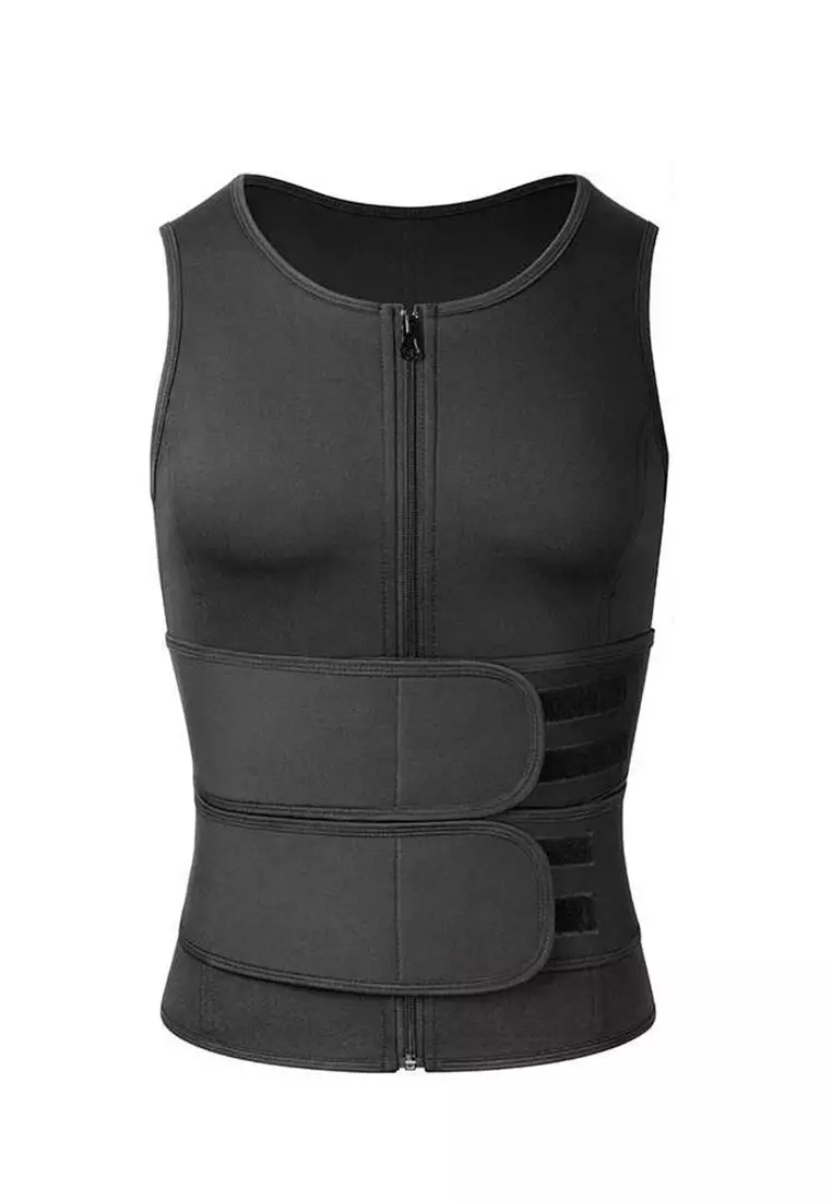 Agies Korset Pembentuk Badan Pria Shaper Double Velcro Design Sporty Material Poliester ORIGINAL - Black