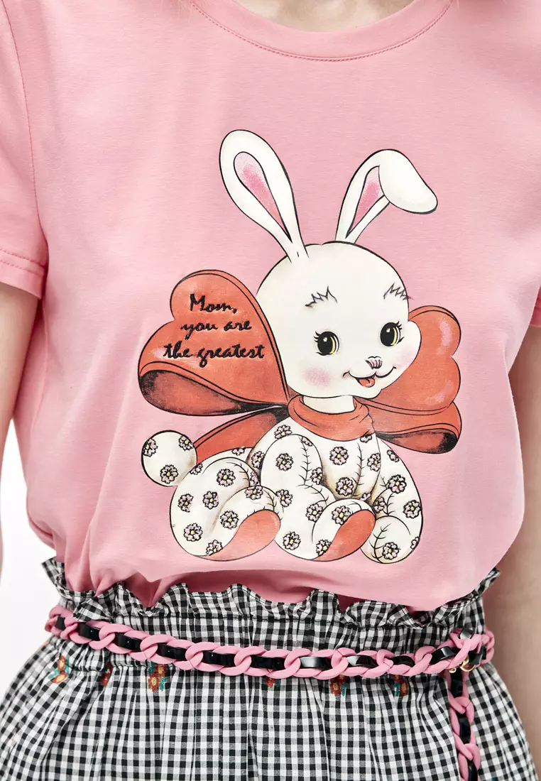 Pink Tee With Front Graphic