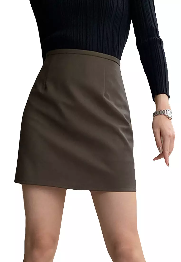 Buy Sunnydaysweety Fashionable and simple high waisted leather