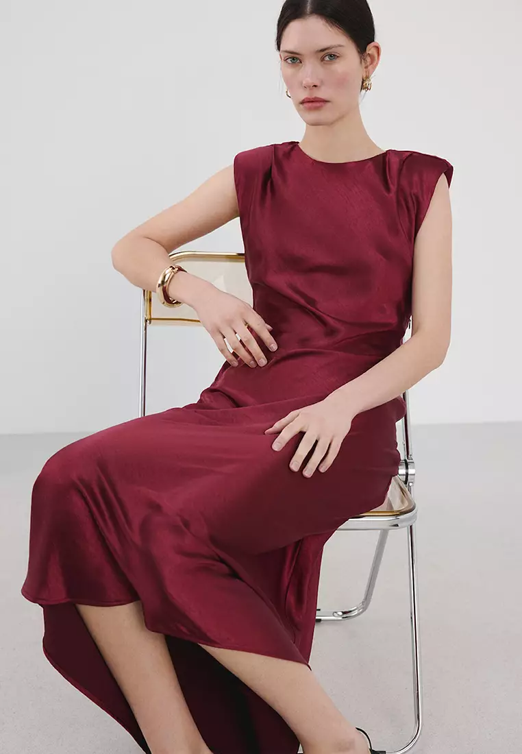 Buy Mango Fitted Satin Dress 2026 Online | ZALORA