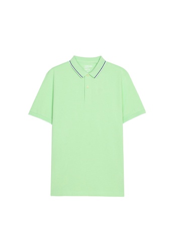 GIORDANO green Men's Cotton Lycra Tipping Short Sleeve Polo 01011018 088A5AA962C704GS_1
