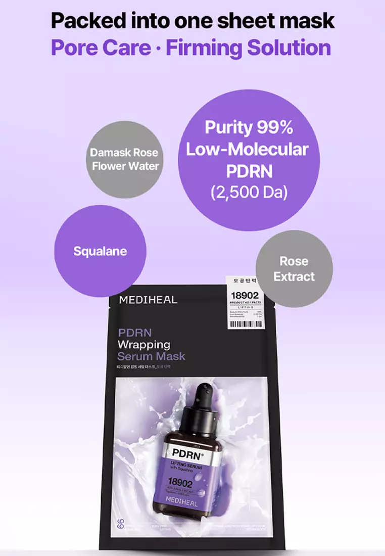 MEDIHEAL PDRN Wrapping Serum Mask Box, 10 x 25ml, Lifting