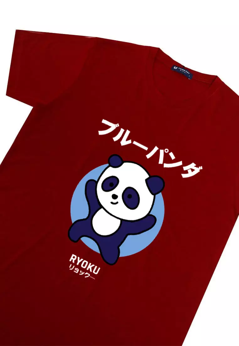 MTM70 kaos anime panda tulisan jepang pria instacool maroon