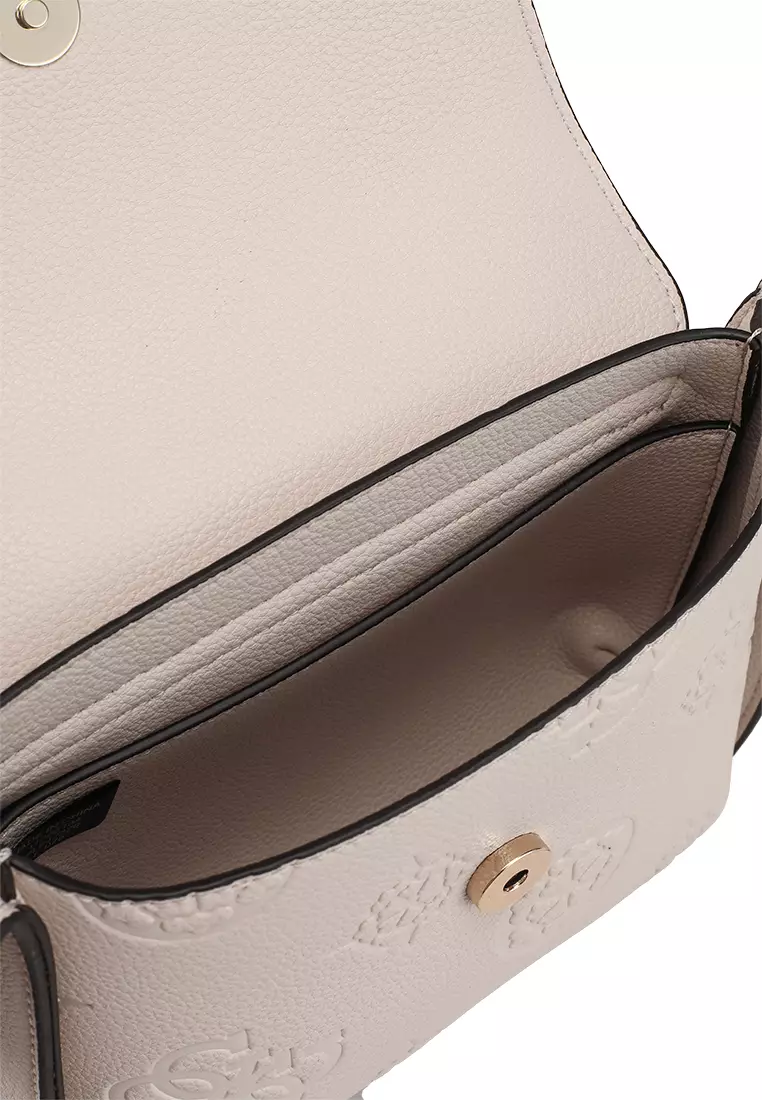 GUESS Damen Keandra Flap Crossbody-Tasche – Mit Pfingstrosen-Logo, Verstellbarem Gurt