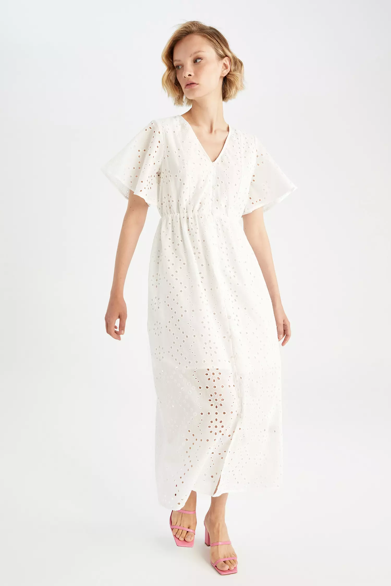Maxi dress v neck short sleeve hotsell