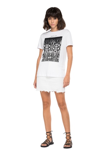 REPLAY white REPLAY JERSEY T-SHIRT WITH IKAT PRINT 22151AAF3E3F3CGS_1