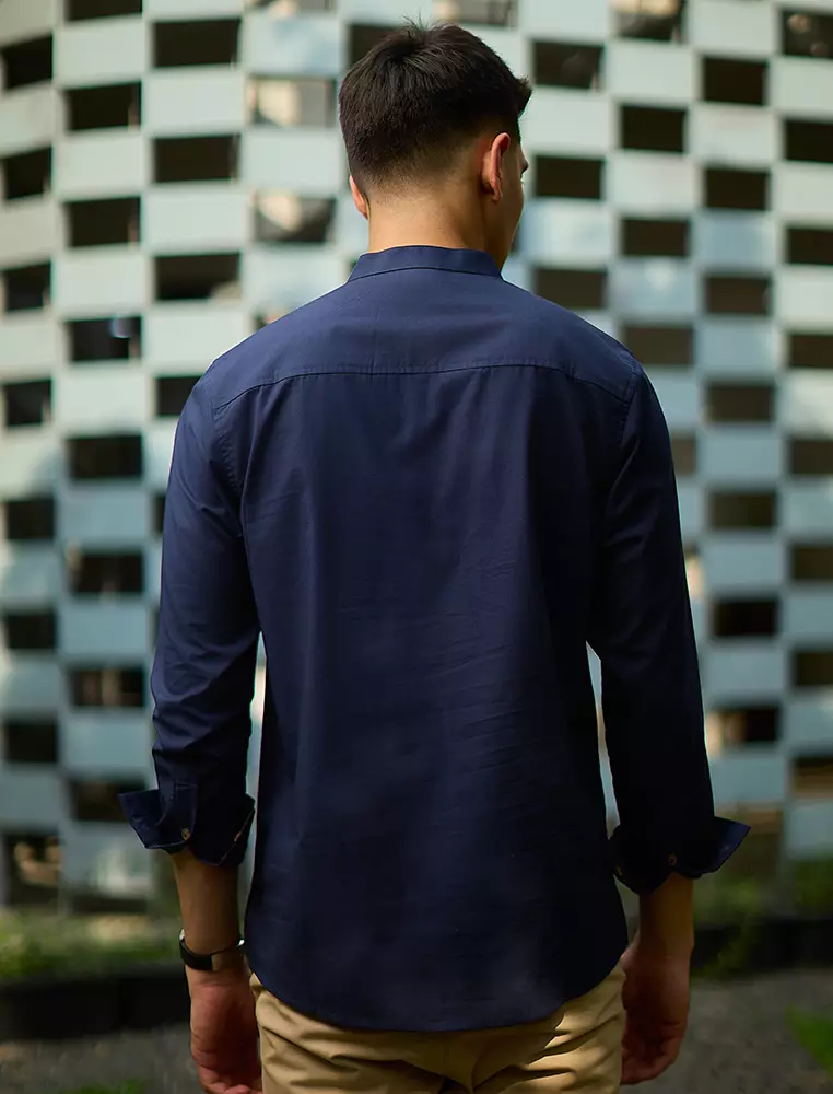Kemeja koko Collarless shirt OXCON GHAISAN Navy