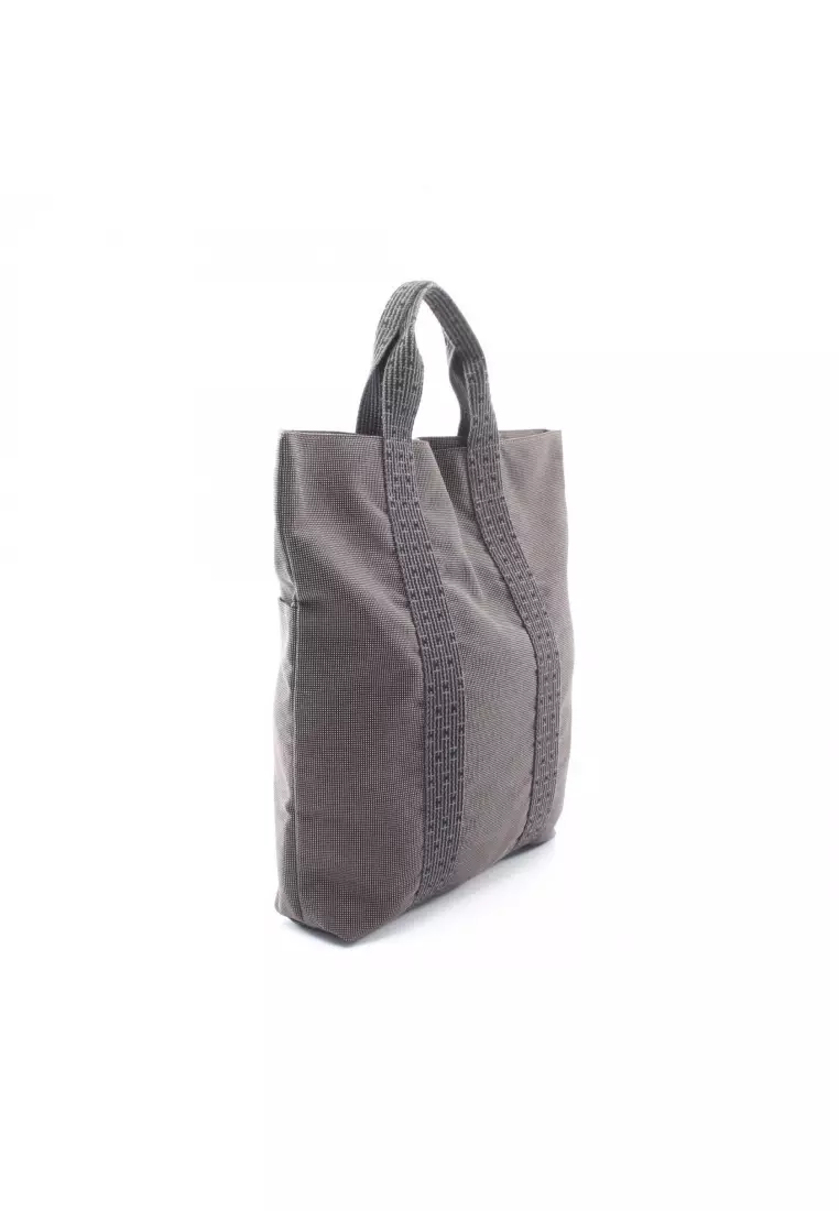 Pre-Loved Hermès Yell line Kabas Handbag tote bag nylon canvas Dark gray silver hardware