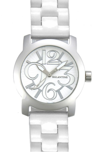 EGLANTINE EGLANTINE® Sara Steel quartz Watch on White Ceramic Bracelet ...