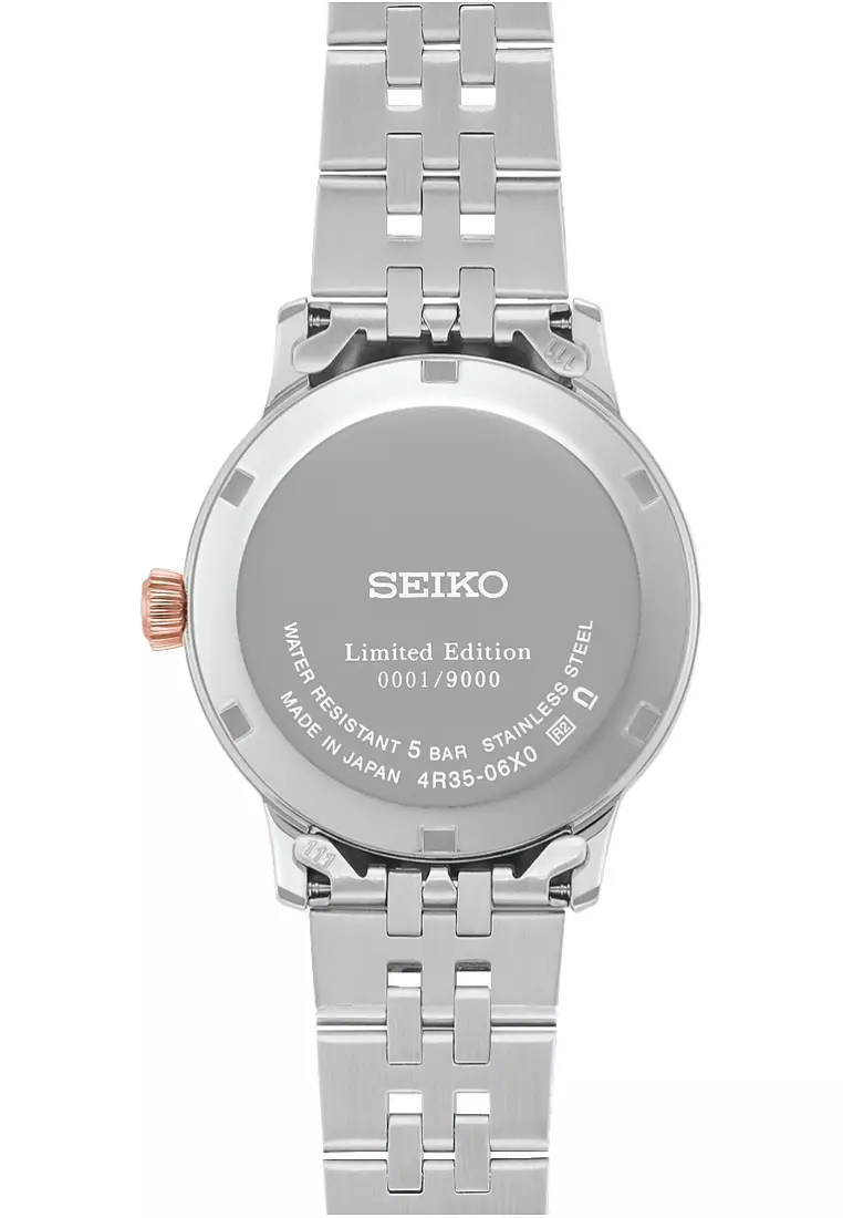 Seiko Presage Cocktail Time ‘Sakura Aviation’ Limited Edition Mother-Of-Pearl Dial Two-Tone Stainless Steel Band SRPM06J1