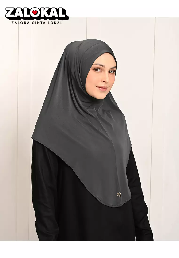 Geulis.id ADEEVA BERGO INSTANT (8 warna) Hijab - DARKGREY