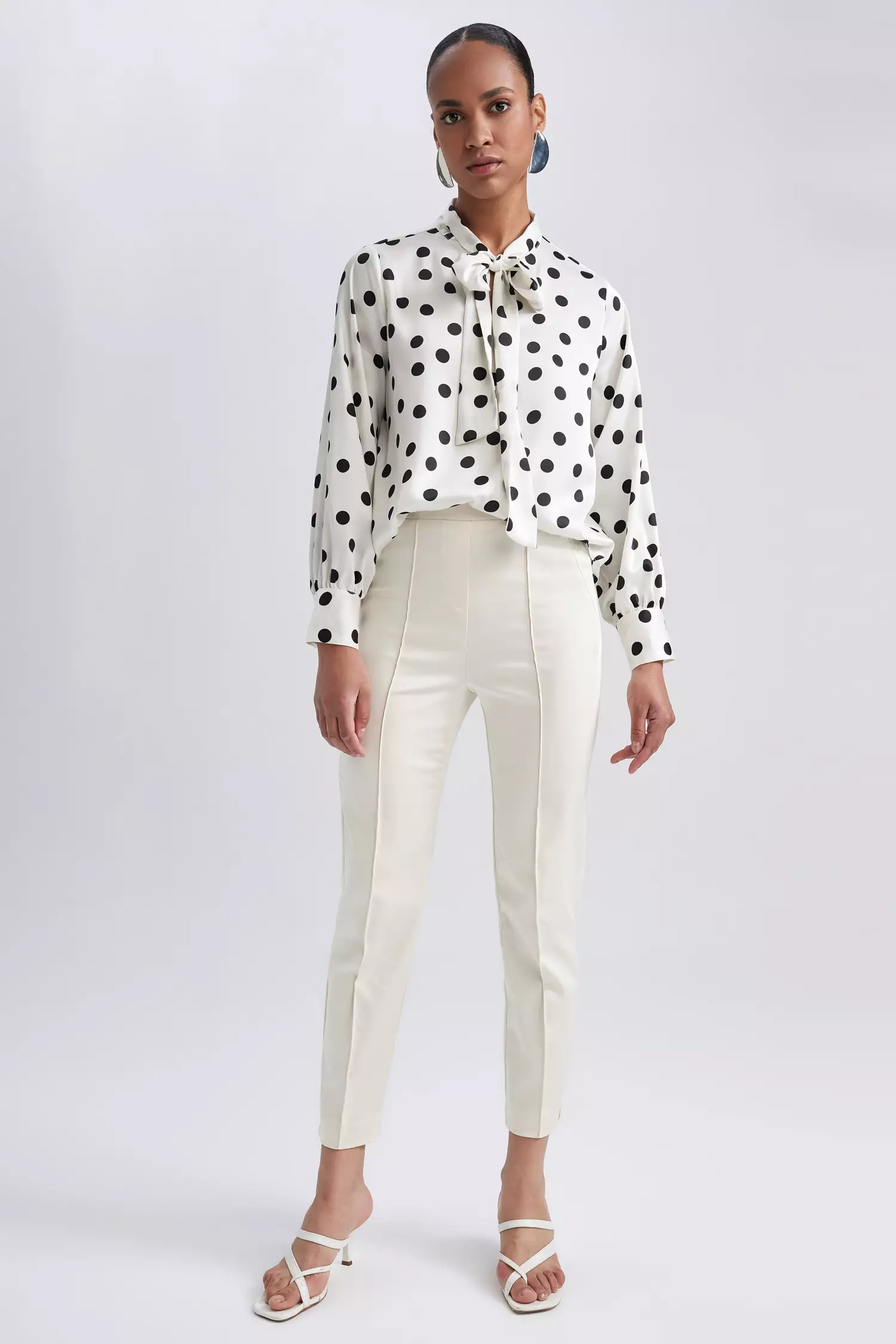 Polka dot best sale long sleeve blouse