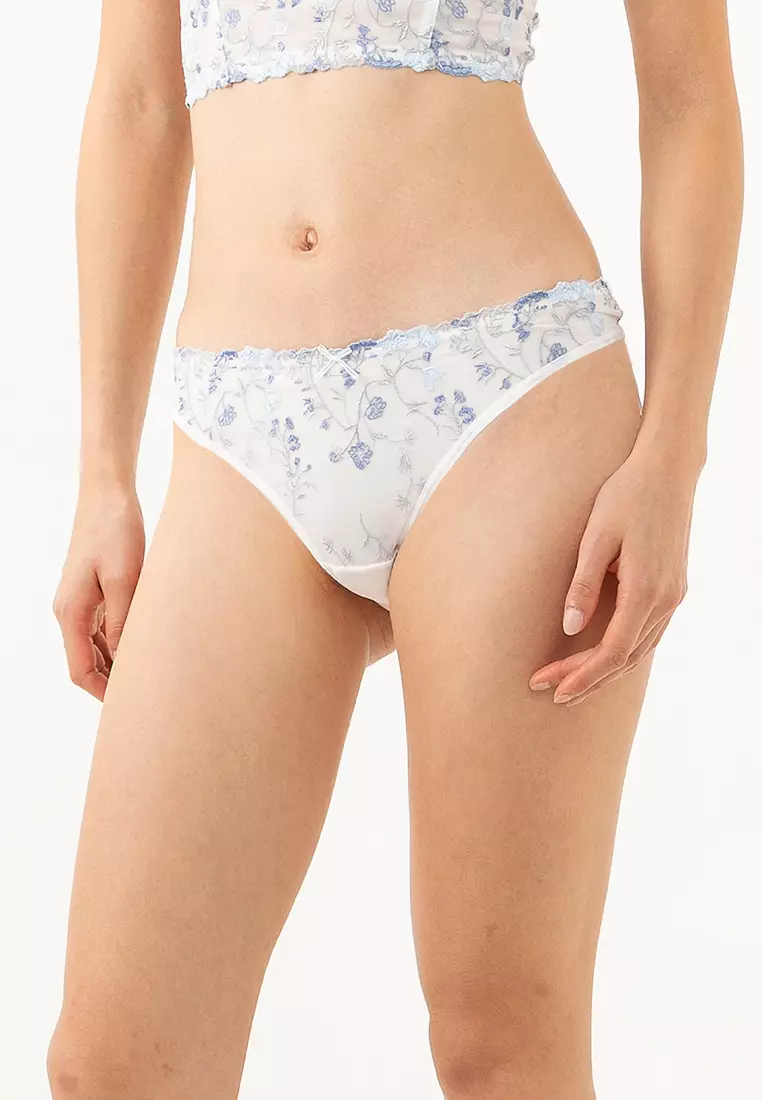 Margot Embroidered Mesh G String Brief