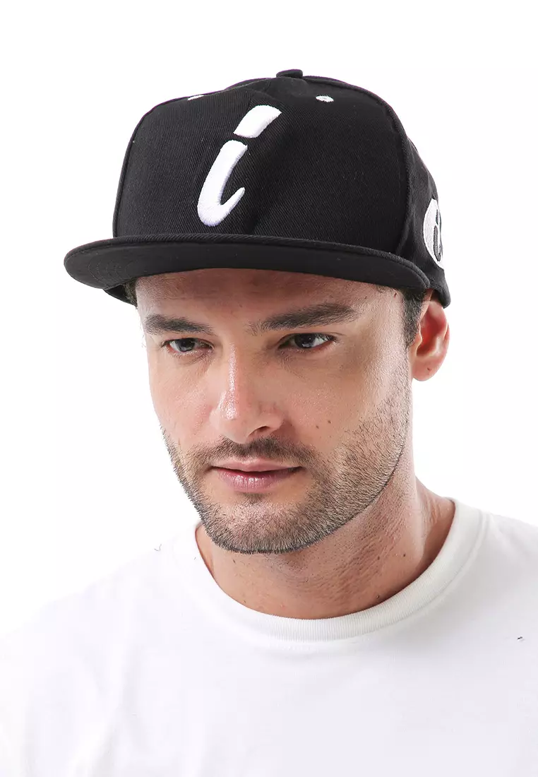 Gemp Topi Snapback Aksesoris Fashion Pria Wanita Bordir Huruf i Resizable Strap Material Rafel ORIGINAL - Black