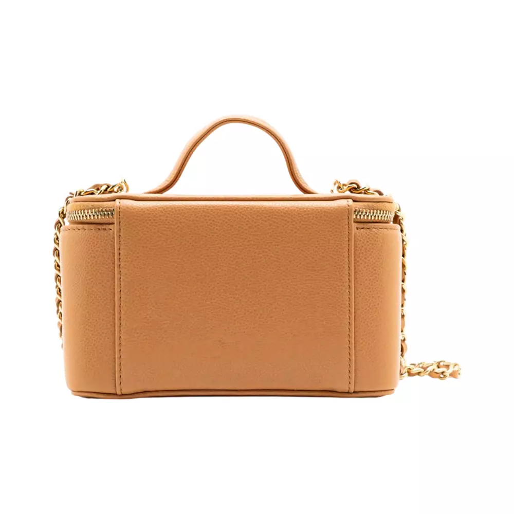 Vanity Clutch with Chain Caviar Caramel Ghw