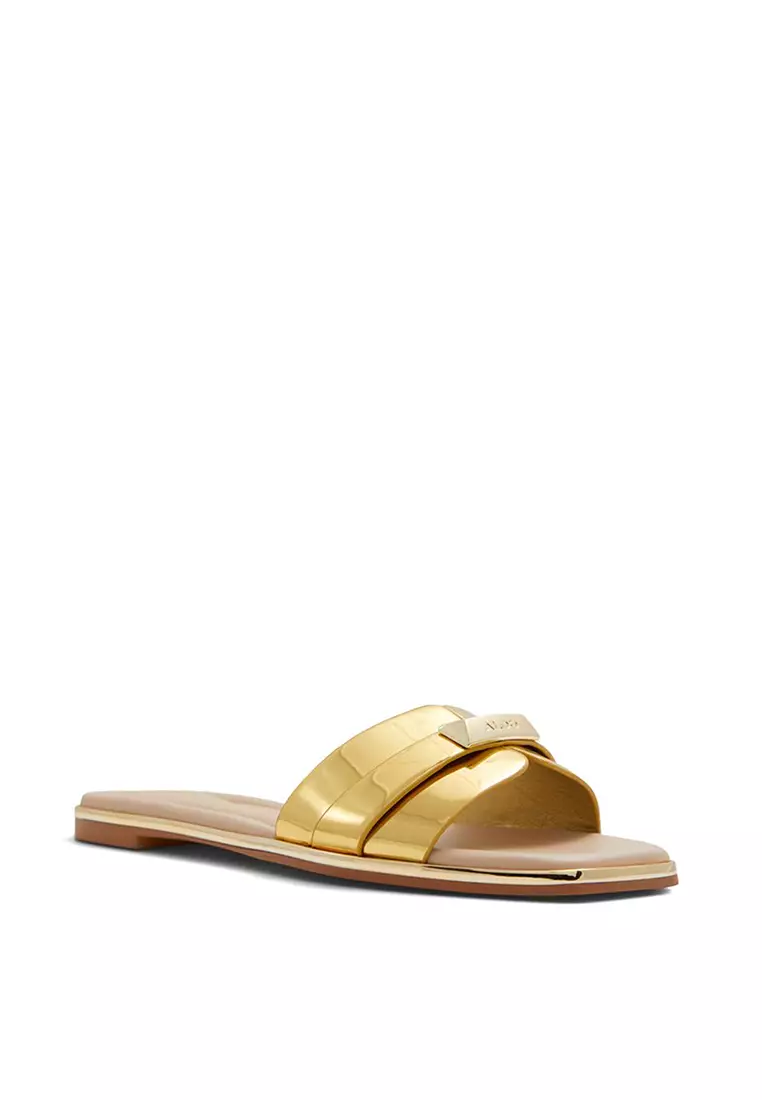Gold slide on new arrivals sandals
