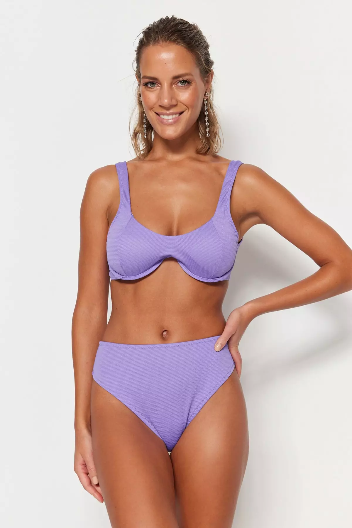 Lilac high clearance waisted bikini bottoms