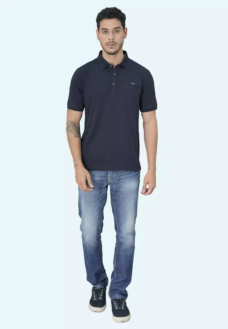 LGS - Kaos Polo Casual Pria - Lengan Pendek - Kerah Wangky - Warna Navy - Reguler Fit - CWS.225.U3394.01.C