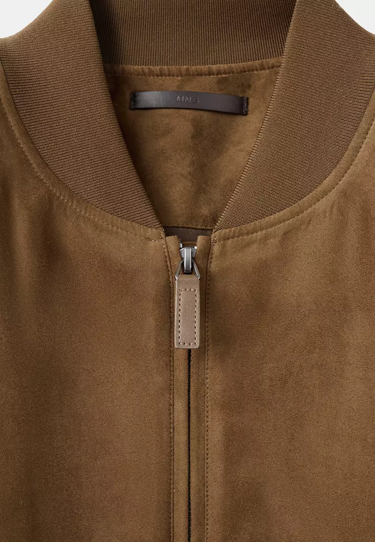 Suede-Effect Bomber Jacket