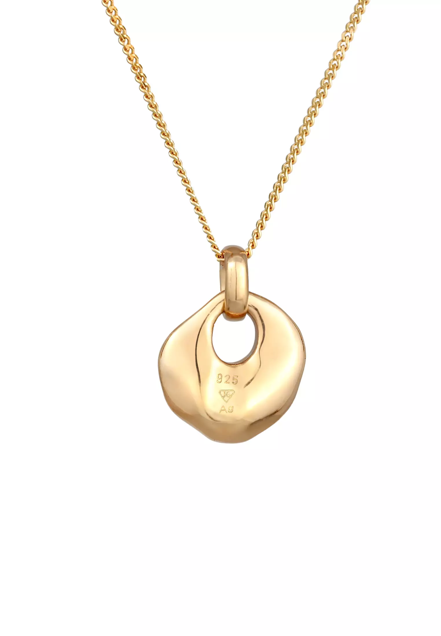 Necklace Disc Pendant Organic Design Gold Plated