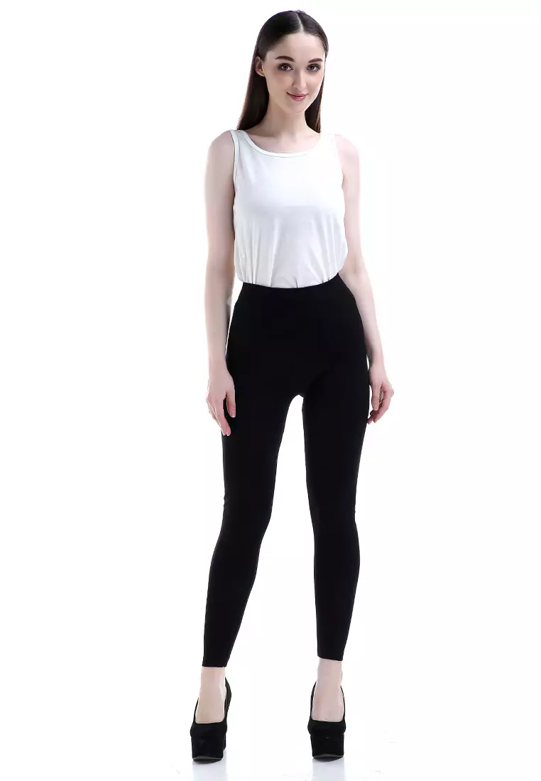 Willow Celana Legging Wanita Design Simple Woman Motif Solid - Black