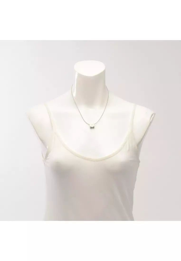 Pre-Loved Hermès Cage d'H Ash H-cube necklace Silver ivory