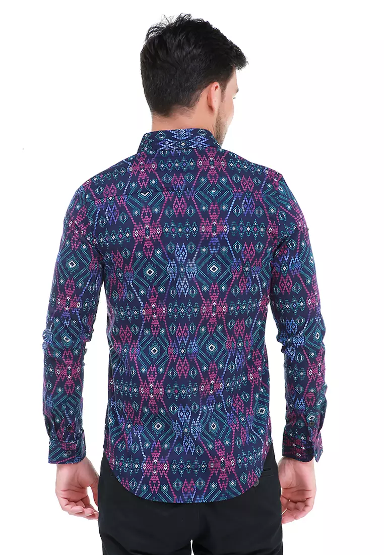 Dwan Kemeja Batik Pria Luxury Atasan Formal Longsleeve Shirt Material Cotton ORIGINAL - Tosca