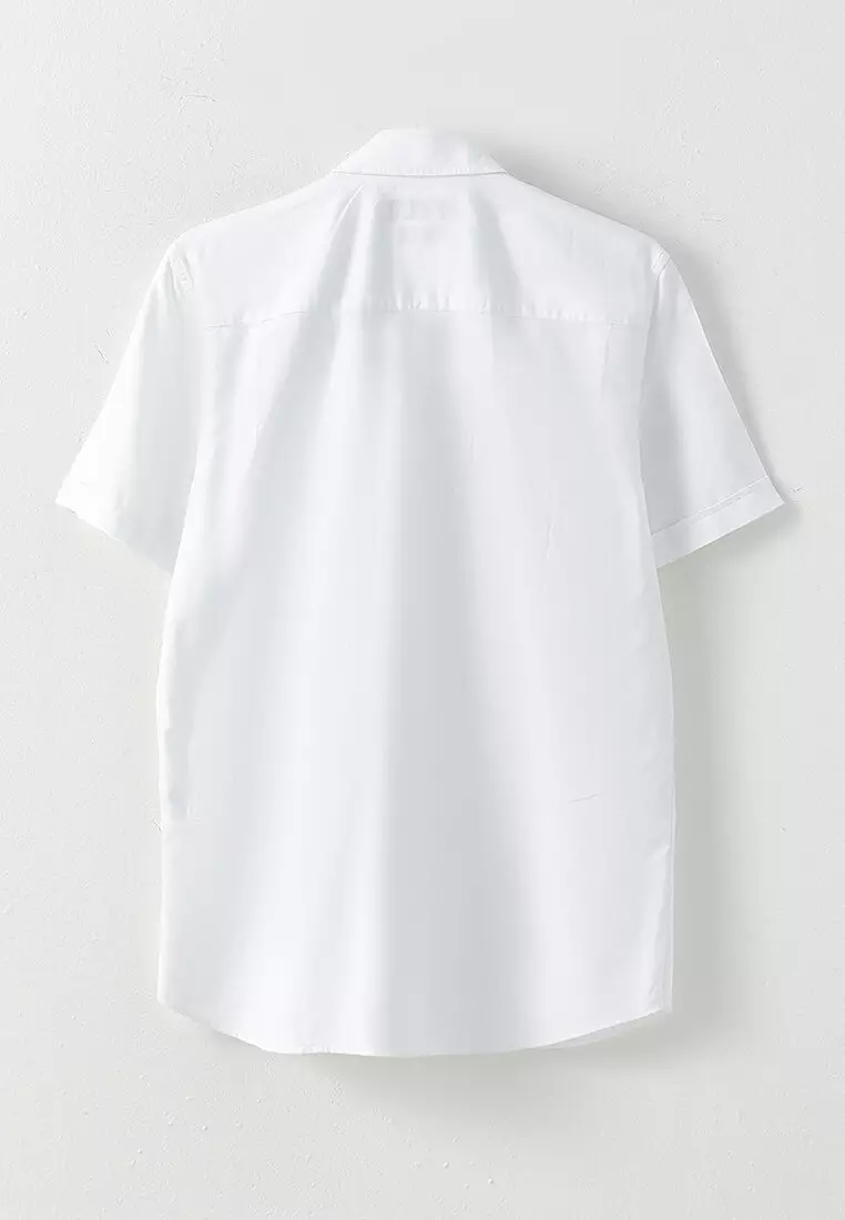 Regular Fit Men's Short Sleeve Dobby Shirt