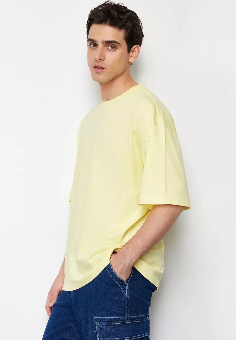 Yellow Oversize/Wide Cut 100% Cotton T-Shirt TMNSS22TS0318