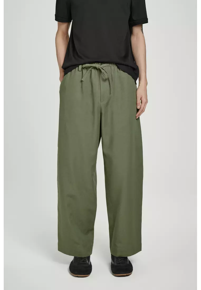 BARREL-LEG DRAWSTRING TROUSERS