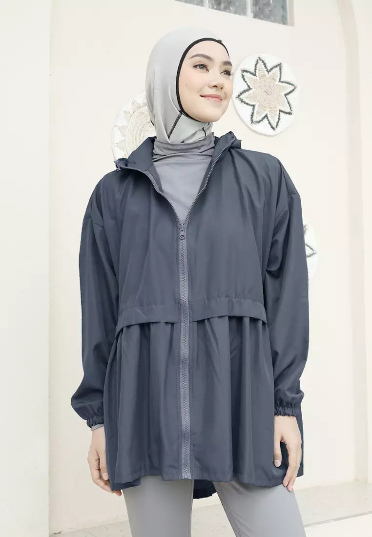 Zelena - Archie Sports Jacket | Jaket Olahraga Wanita Ruffle - Dark Grey