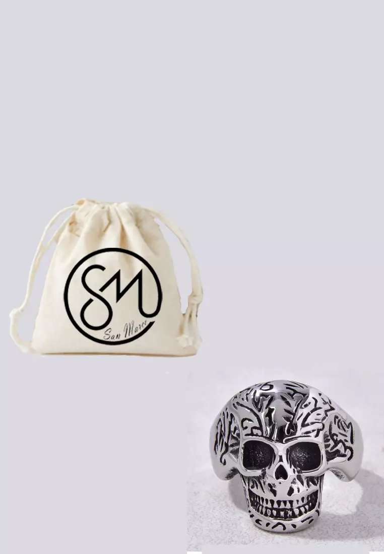 Accessories Cincin Pria Pria Pirate Skull  Premium Stainless-Steel Ring Silver