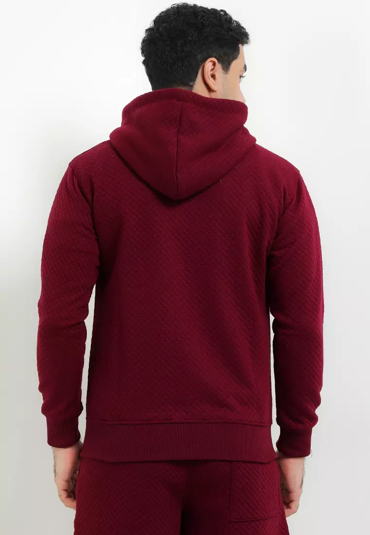 SYZLO Jaket Hoodie Comfy Diamond Fleece - Maroon