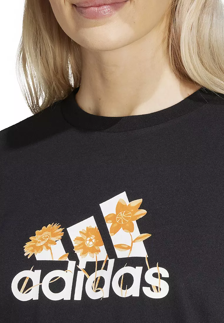 Adidas flower logo t shirt on sale