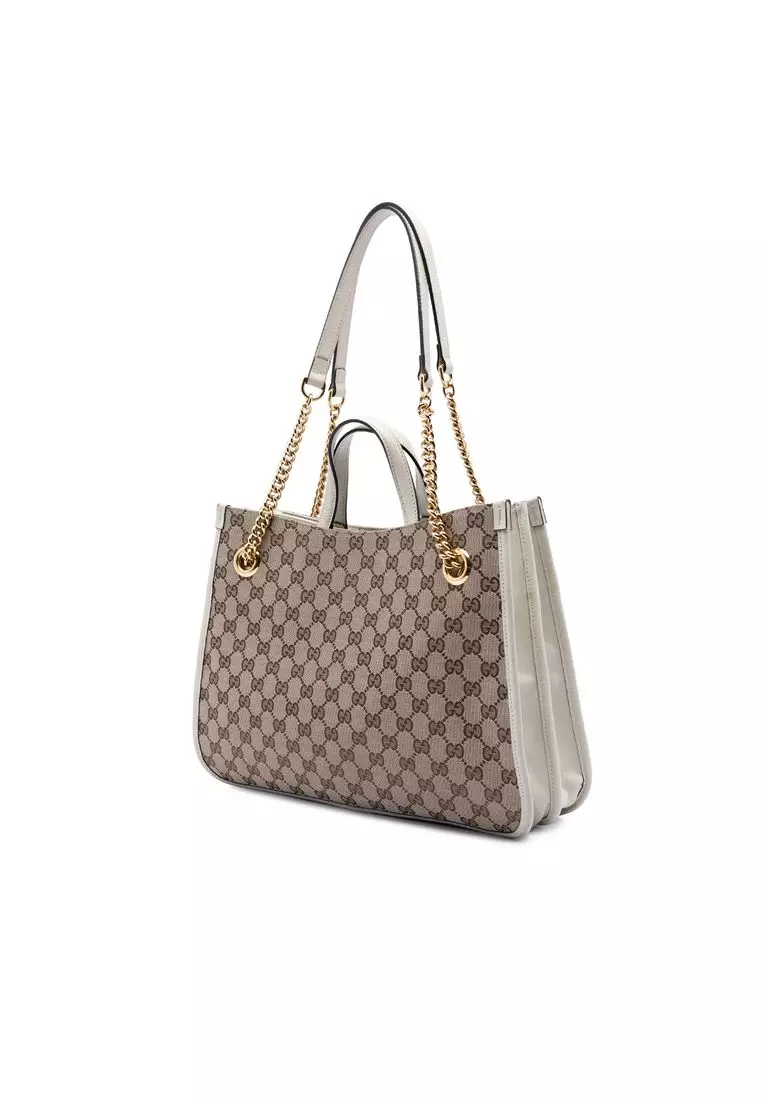 二手 Gucci 中 GG 帆布馬銜扣 1955 鏈條手提包