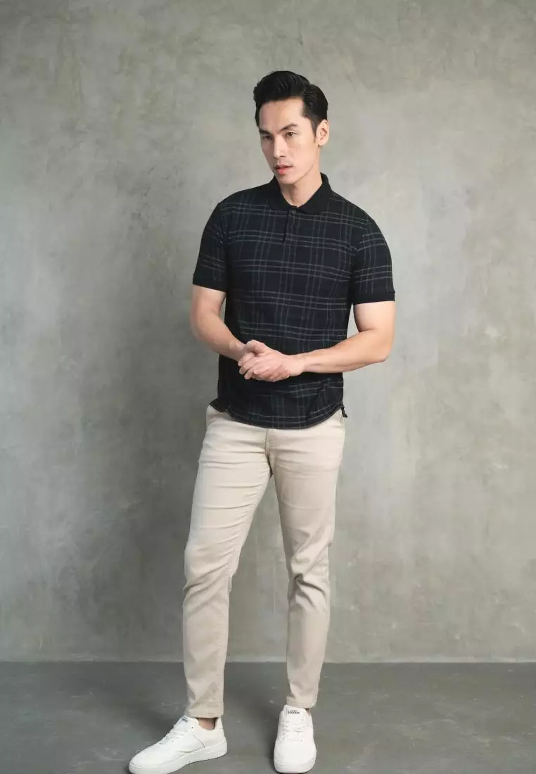Kale / PARVIS Black / Polo Shirt Pria / Atasan Kaos Polo Pria / Kaos Polo Berbahan Cotton Pique / Polo Shirt Slim Fit
