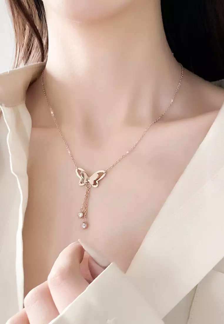 Chimaera Birdwing Necklace in Rose Gold