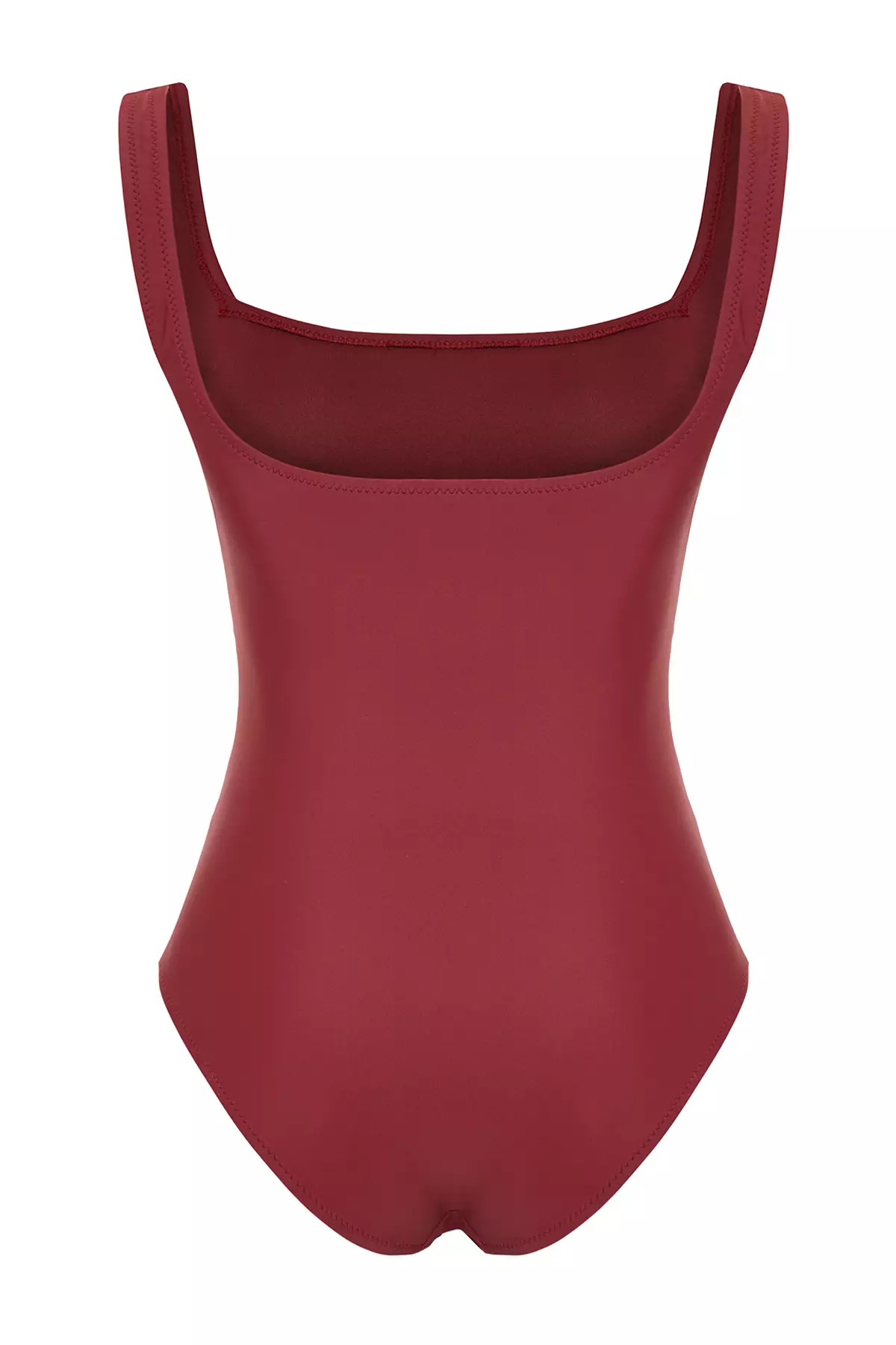 Burgundy Shaping / Sculpting Square Collar Covered Hipster Swimsuit Tbess24Ma12