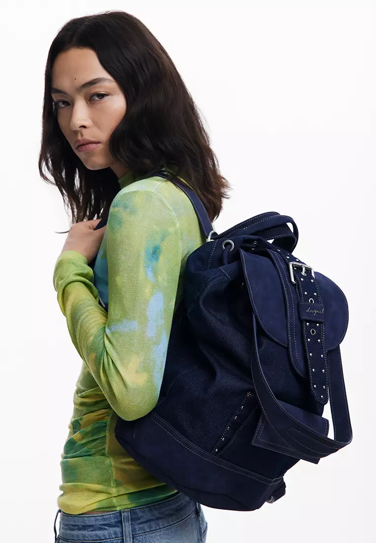 Medium denim bucket backpack