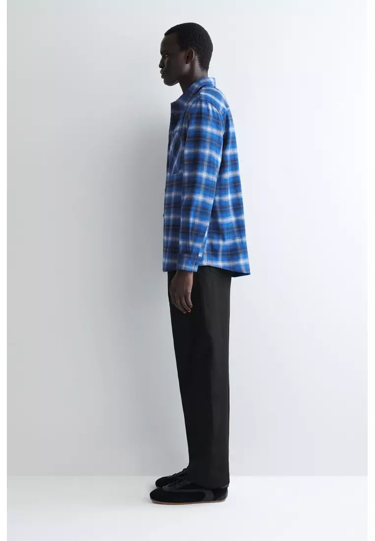 RELAXED CHECKED WOOL-BLEND SHIRT