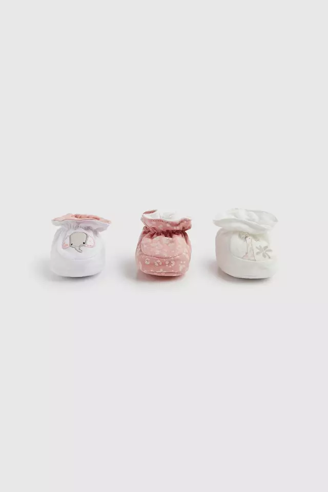 Mothercare Elephant Baby Booties 3 Pk - Sepatu Bayi Perempuan (Pink)