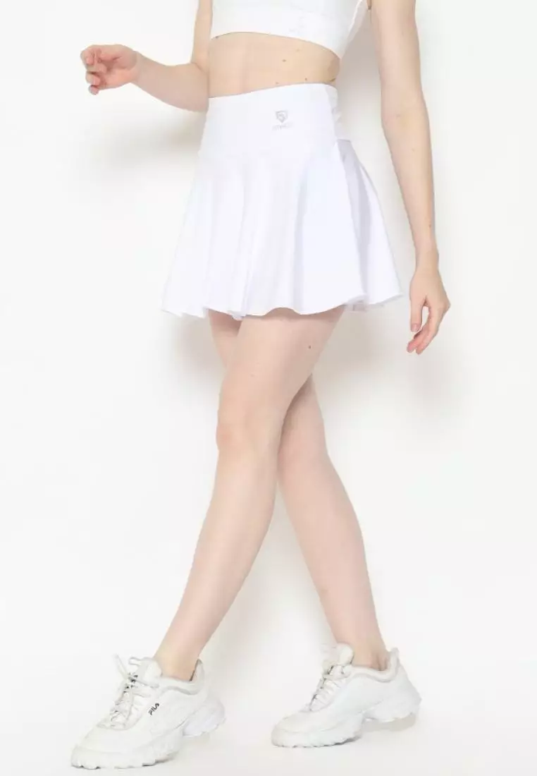 Fitwear - [SKORT] Rok Tennis + Inner Olahraga Wanita NADIA WAVY POCKET - WHITE